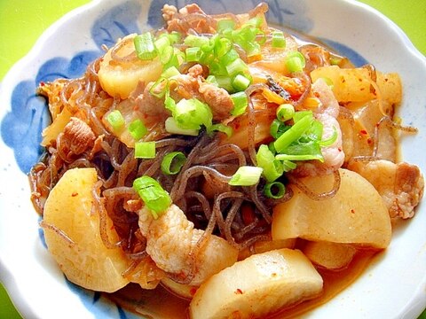 大根の豚肉糸こんにゃくのキムチ煮